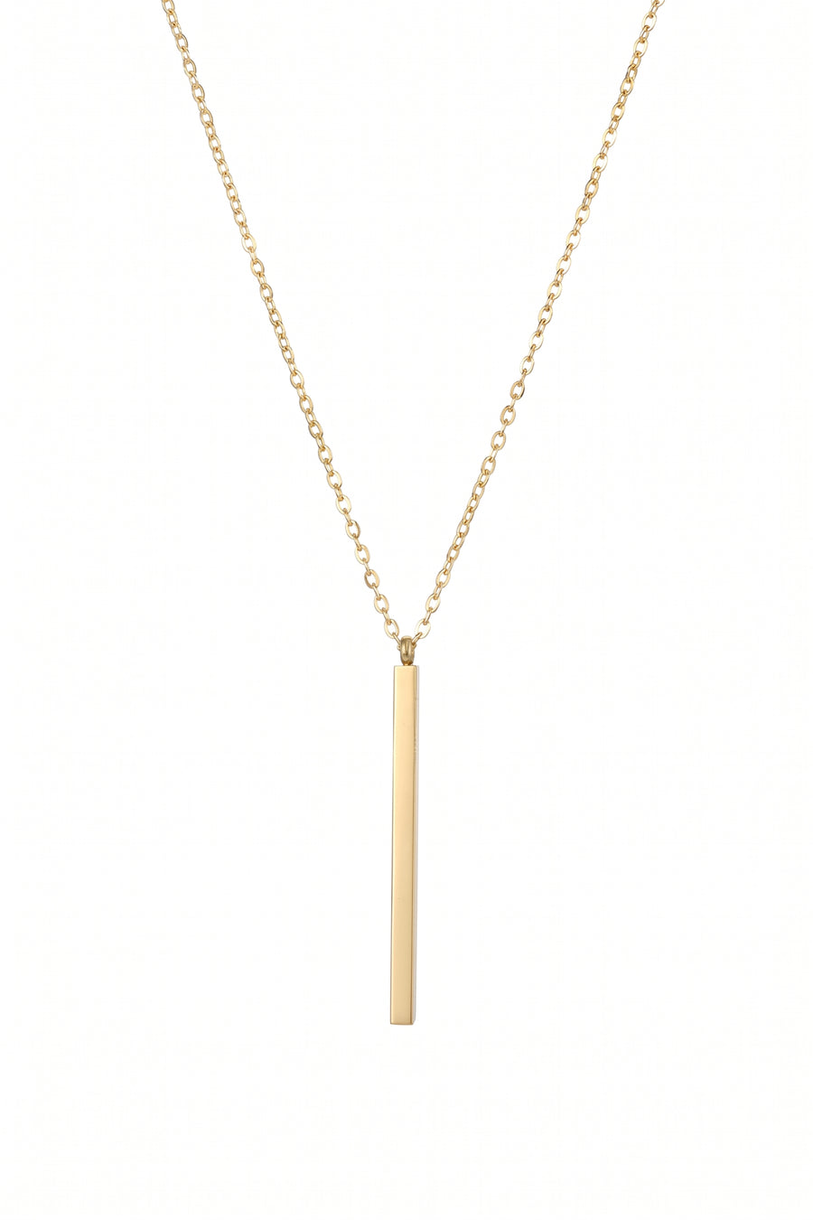 Gold Plated Necklace Vertical Bar Pendant