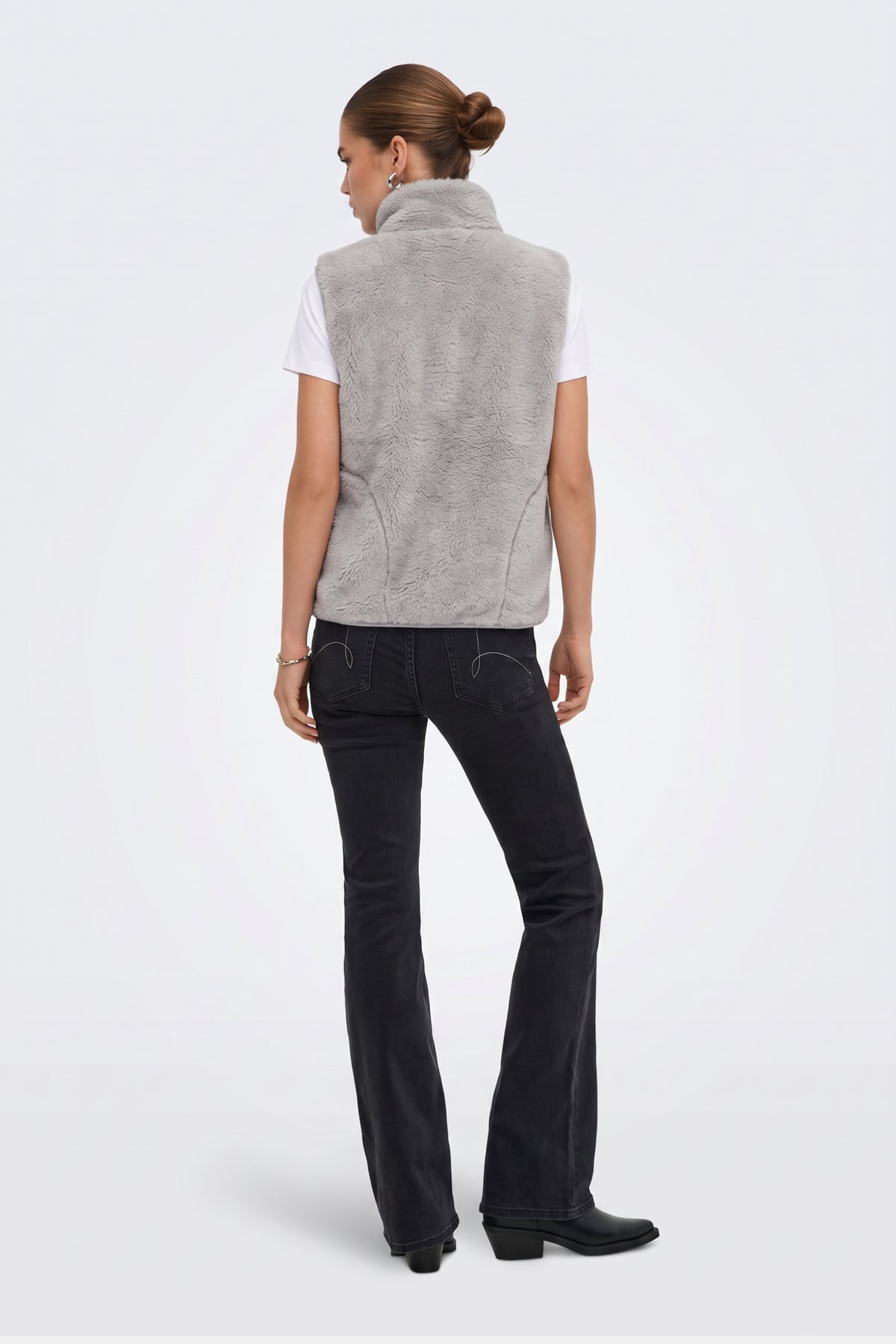 Faux Fur Gilet Grey Fluffy Women