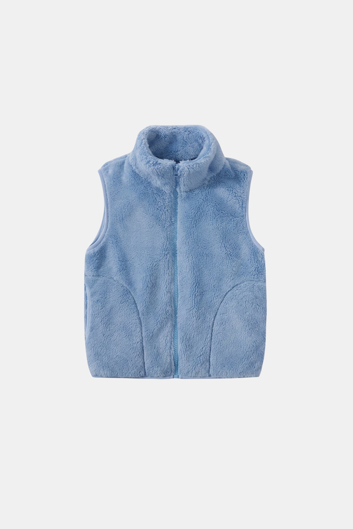 Faux Fur Gilet Blue Fluffy Women