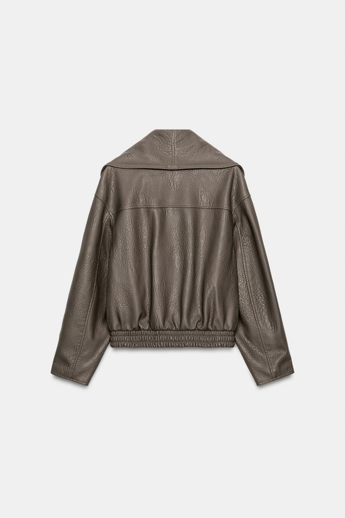 Faux Leather Jacket Grey Wrap Cropped, back