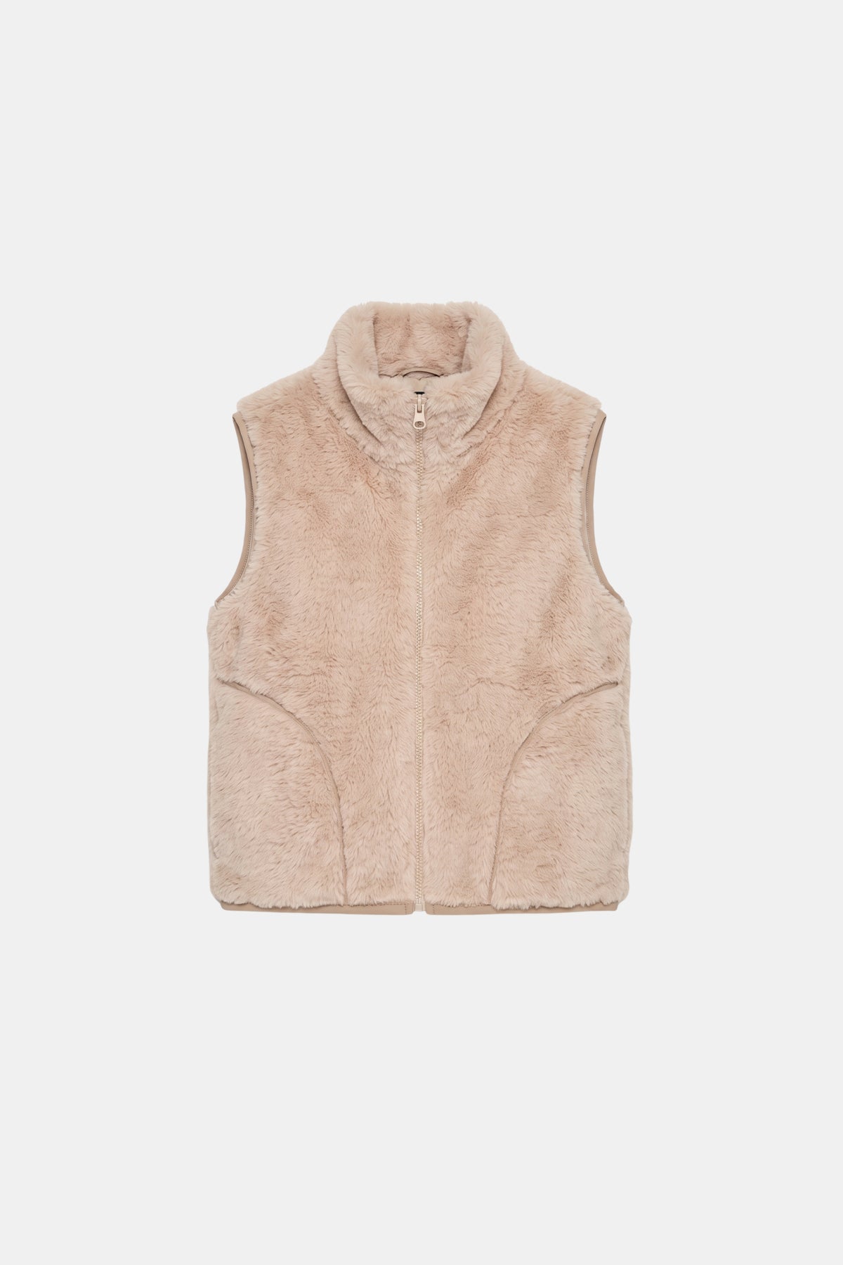 Faux Fur Gilet Beige Fluffy Women