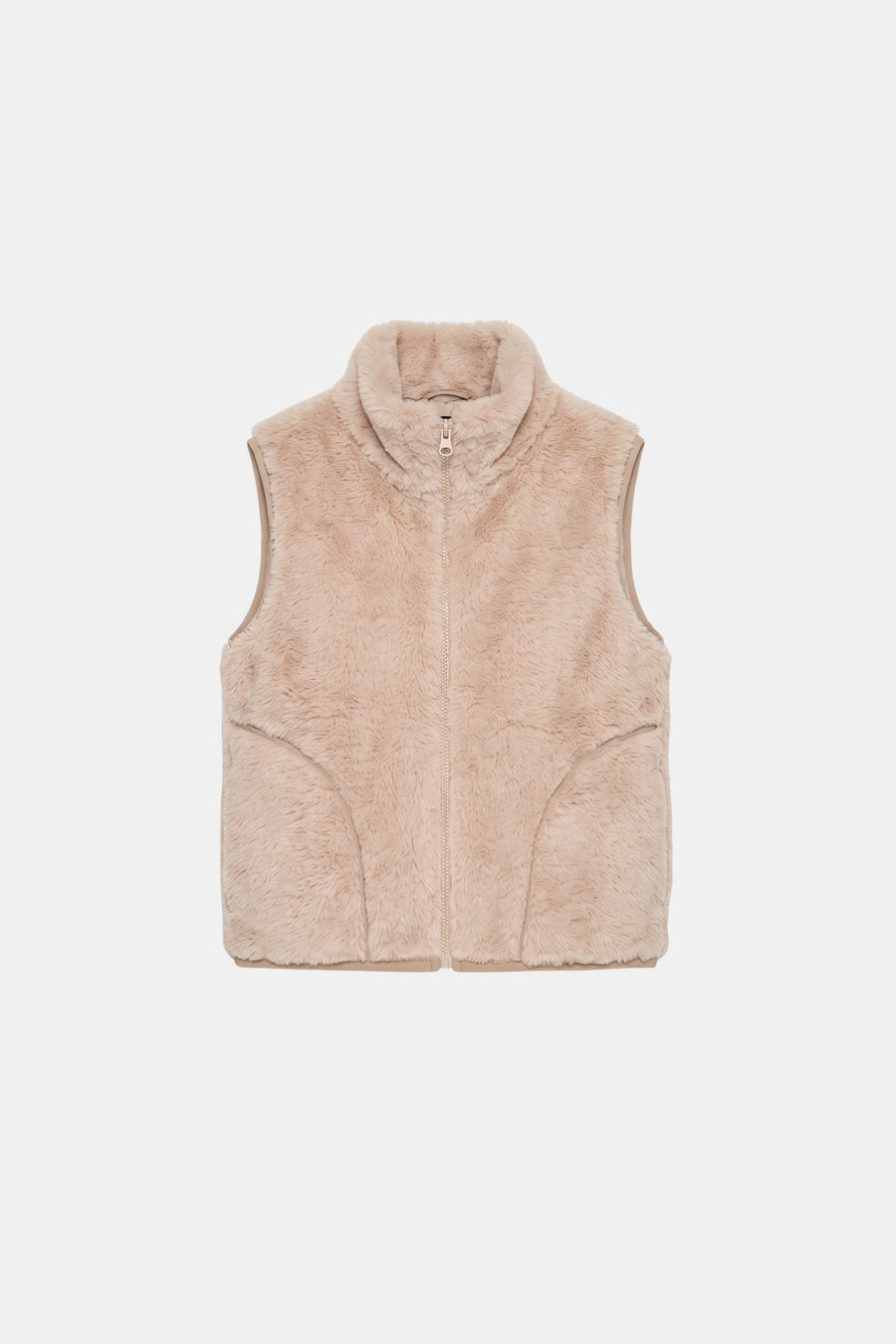 Faux Fur Gilet Beige Fluffy Women