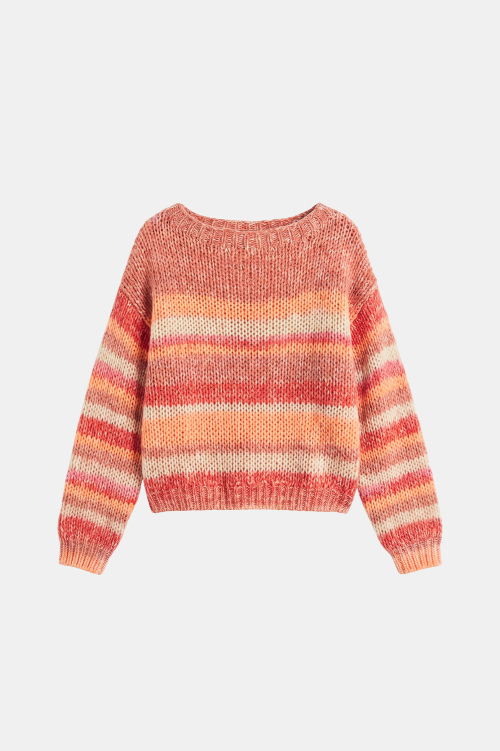 Multi stripe jumper cropped boat neck women, front