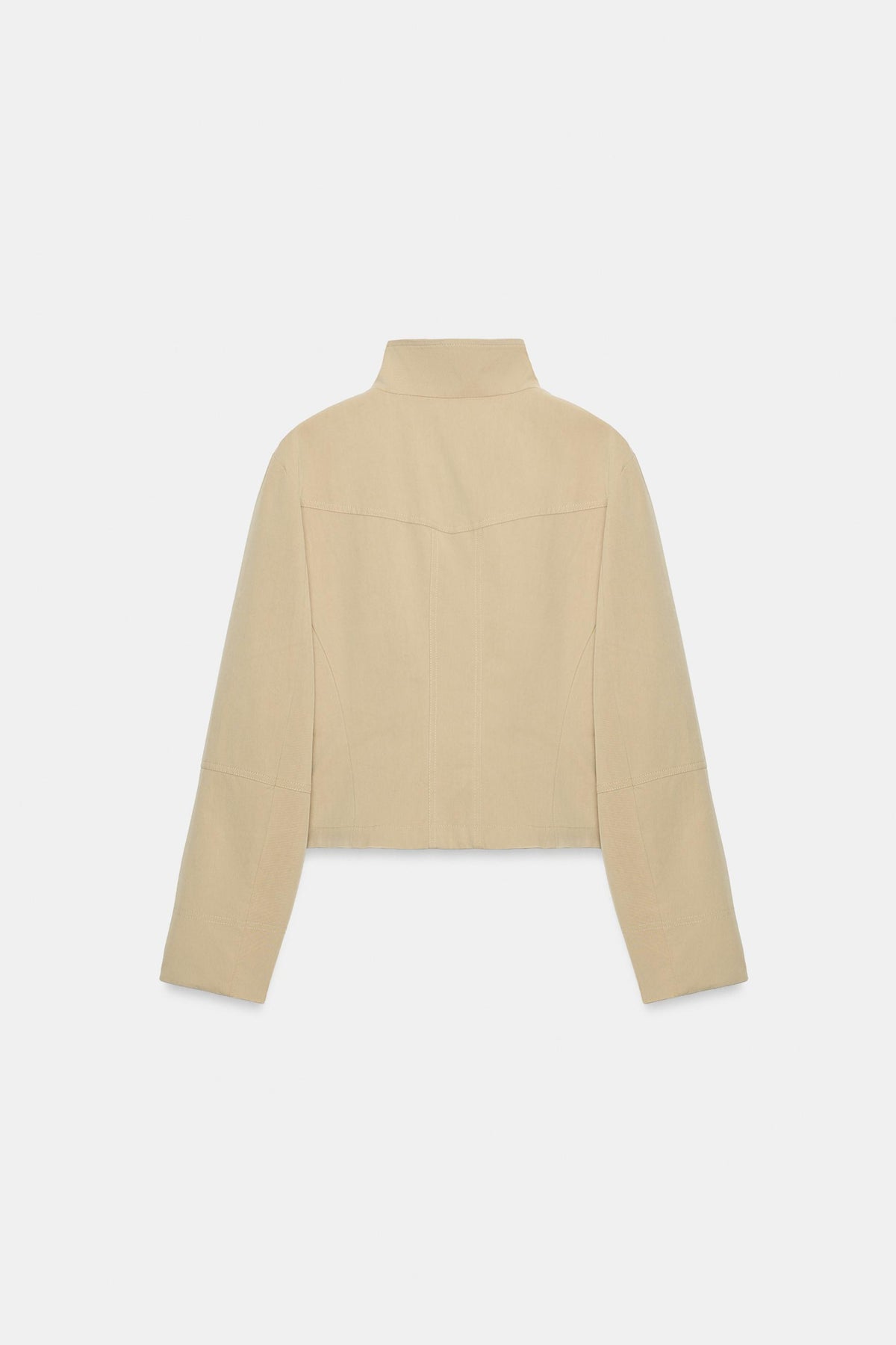 Khaki Cropped Jacket Utility Double Breasted Women