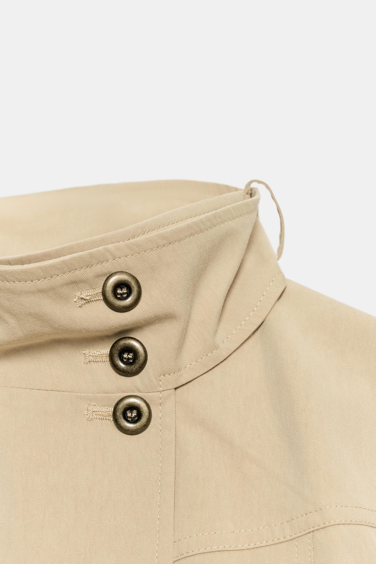 Khaki Cropped Jacket Utility Double Breasted Women