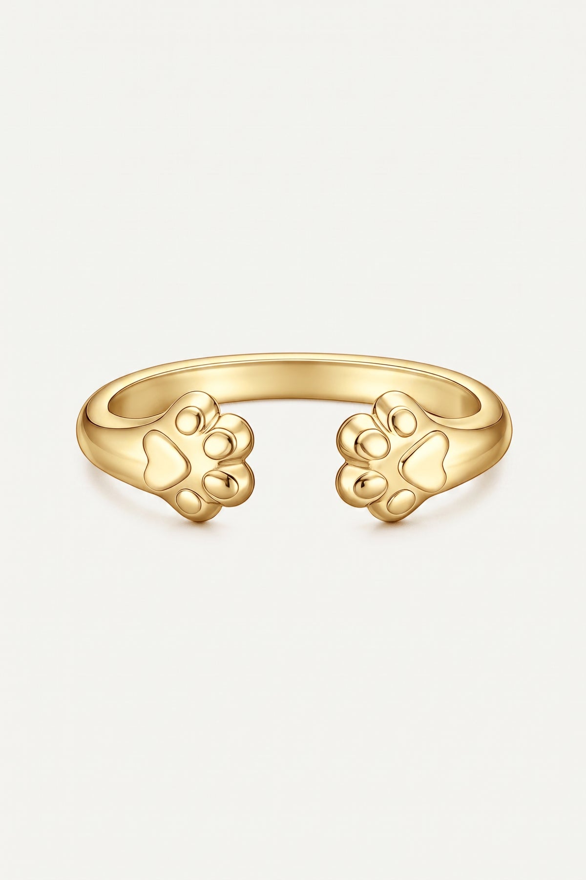Gold Plated Ring Paw Print Open