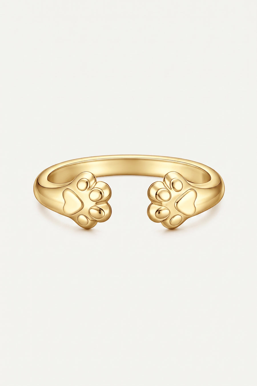 Gold Plated Ring Paw Print Open