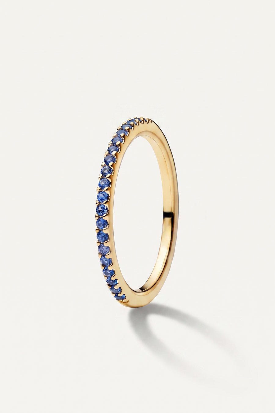 Gold Plated Ring Blue Crystal Half Eternity