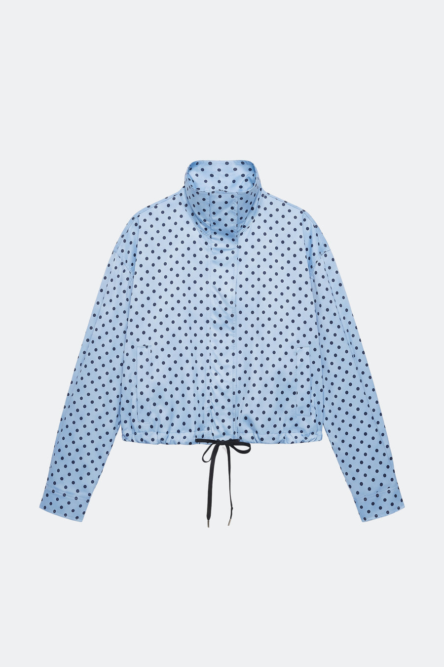 Light blue puffer jacket polka dot women, front