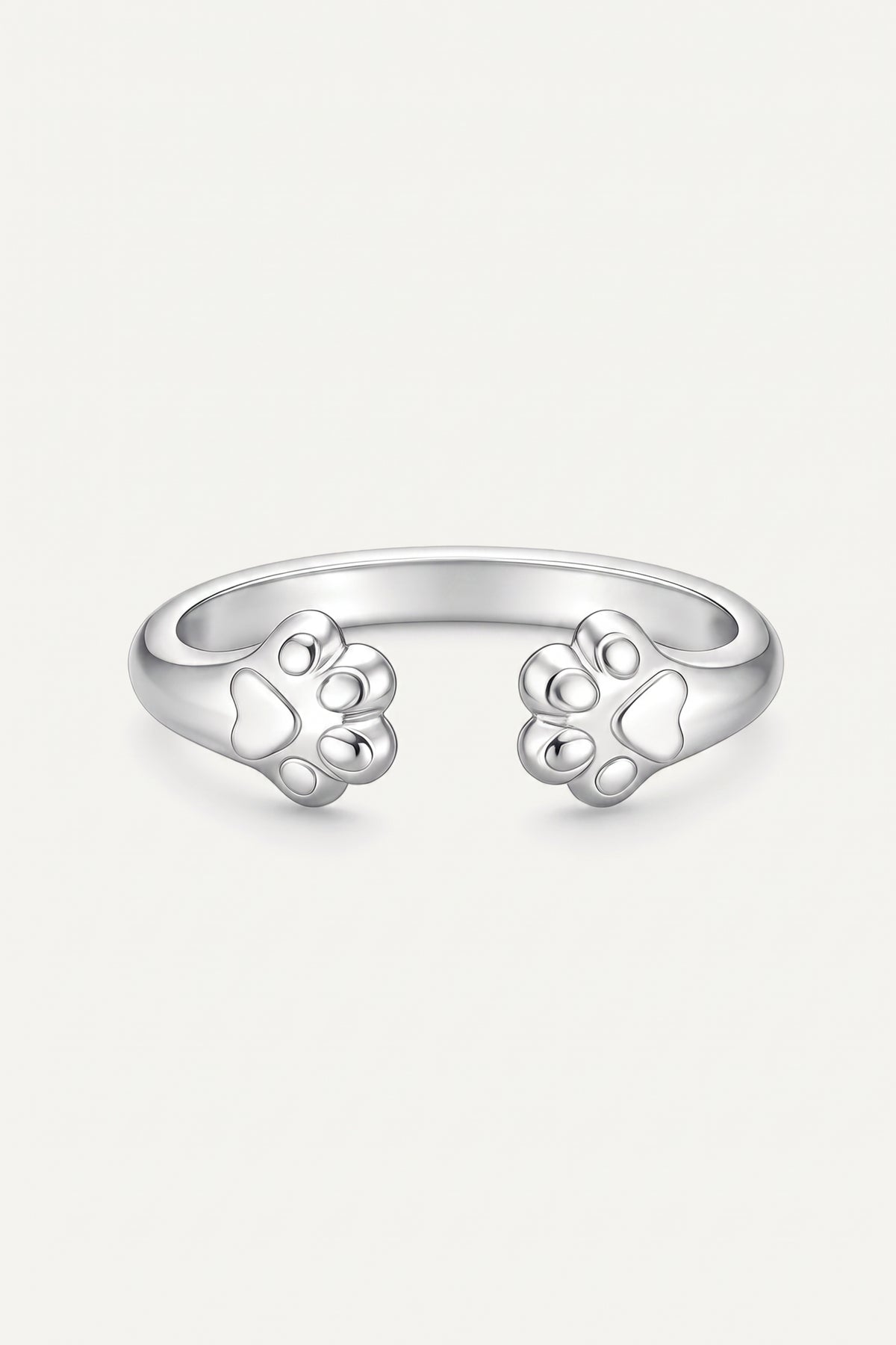 Silver Plated Ring Paw Print Open