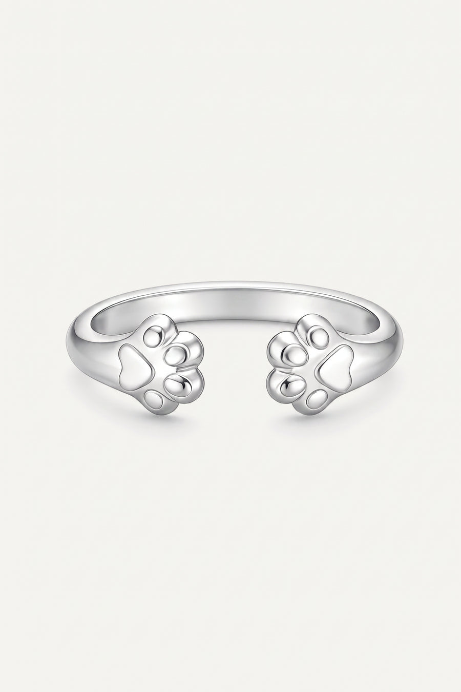 Silver Plated Ring Paw Print Open