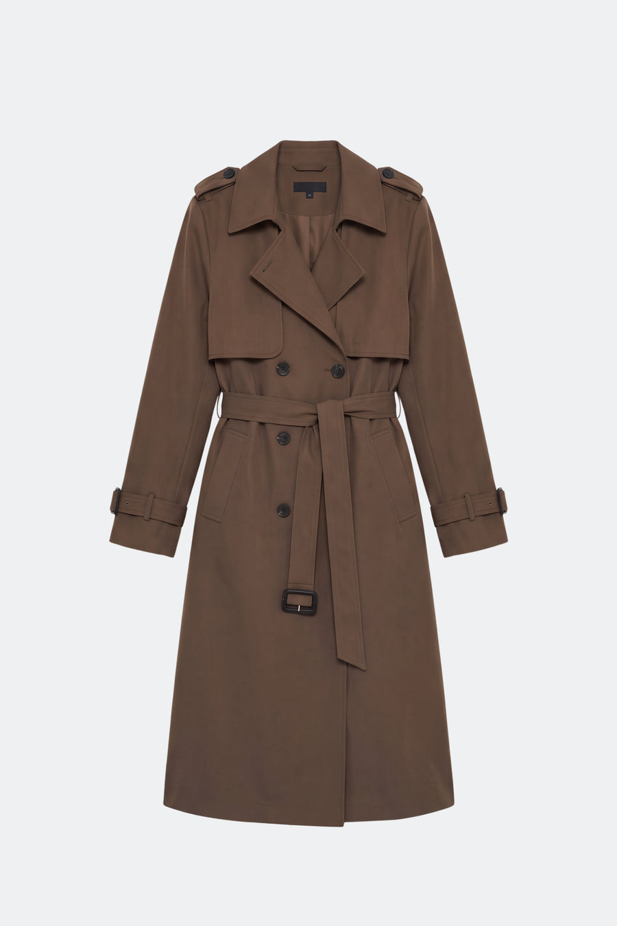 Brown long trench coat women, front