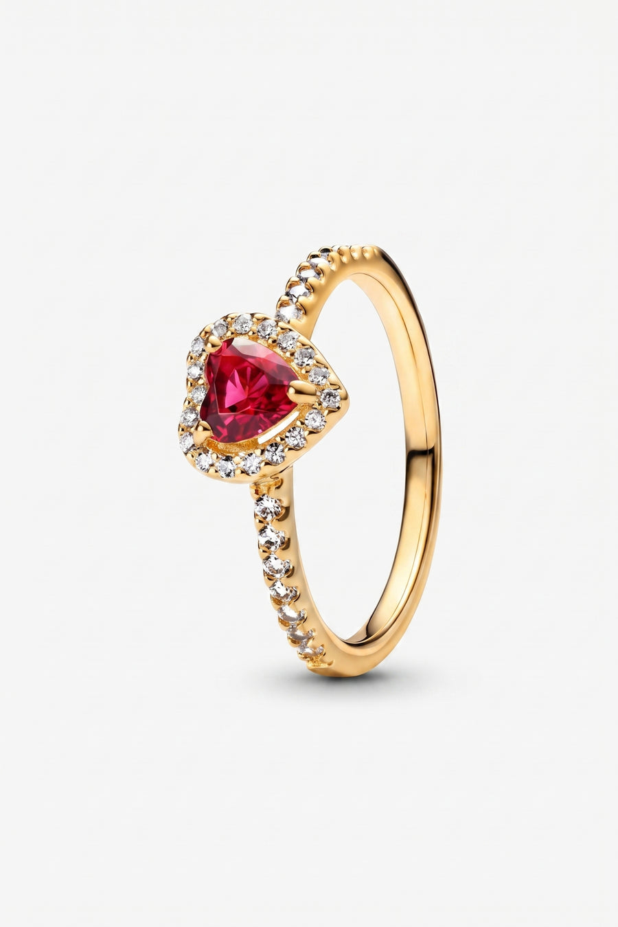 Gold Plated Ring Red Heart Halo