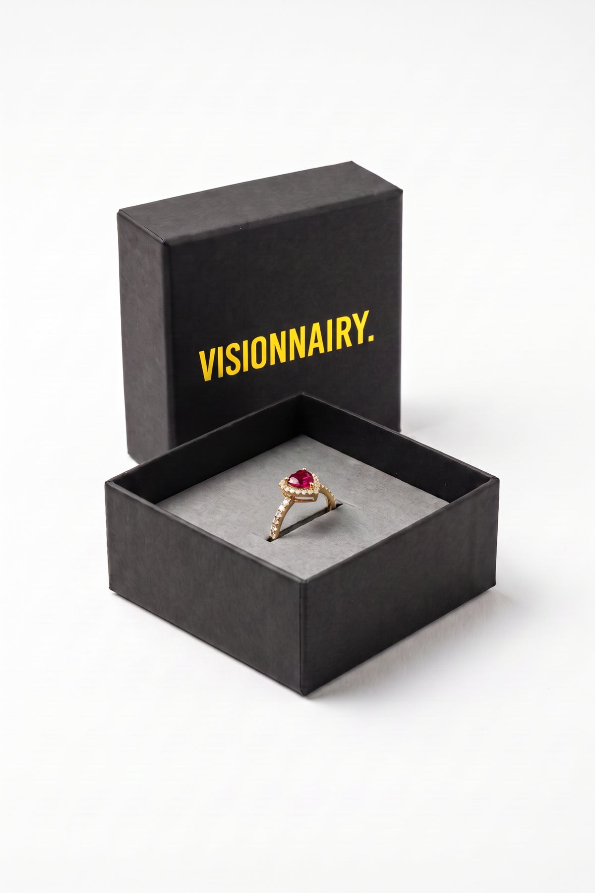 Gold Plated Ring Red Heart Halo