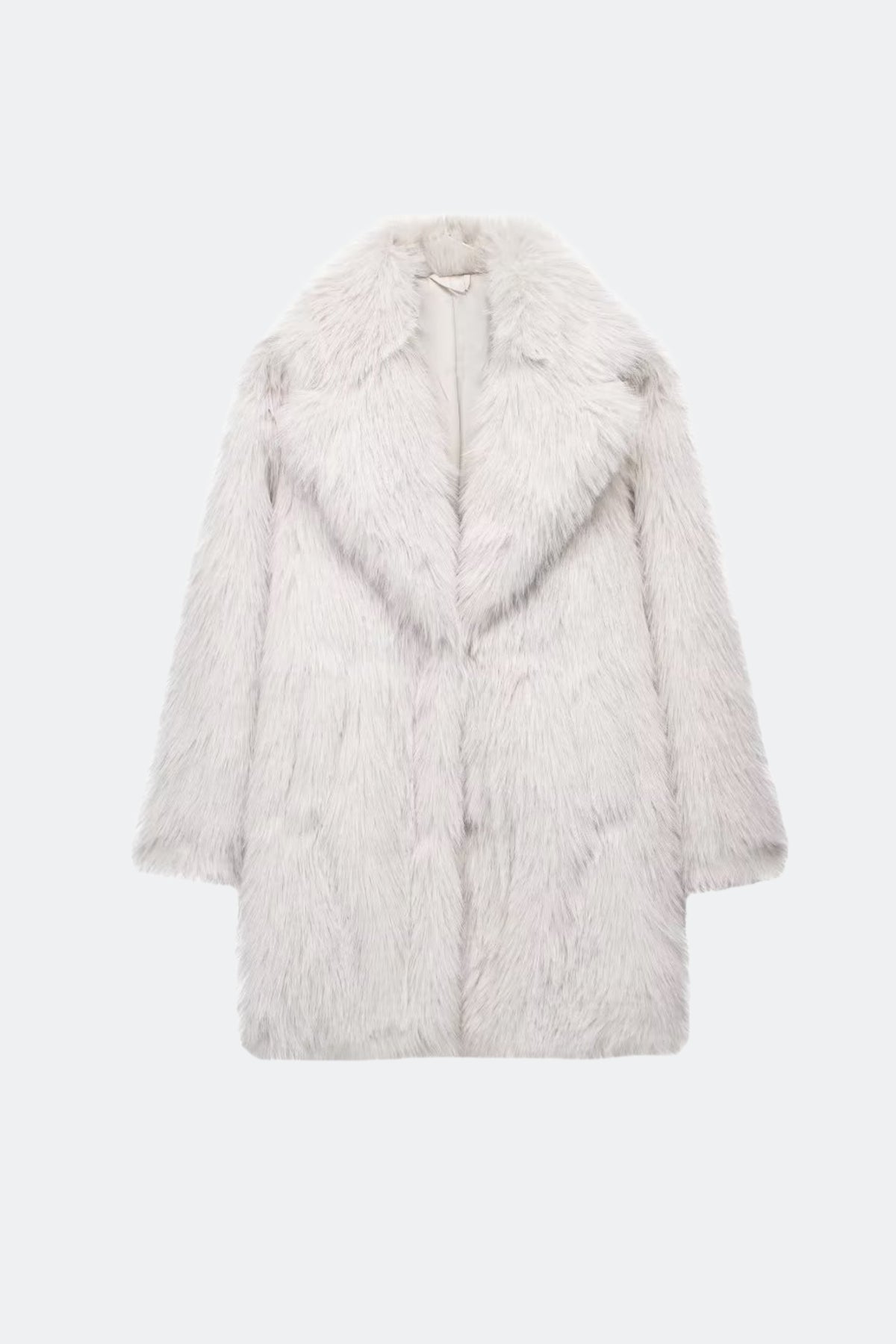 White faux fur coat women, front