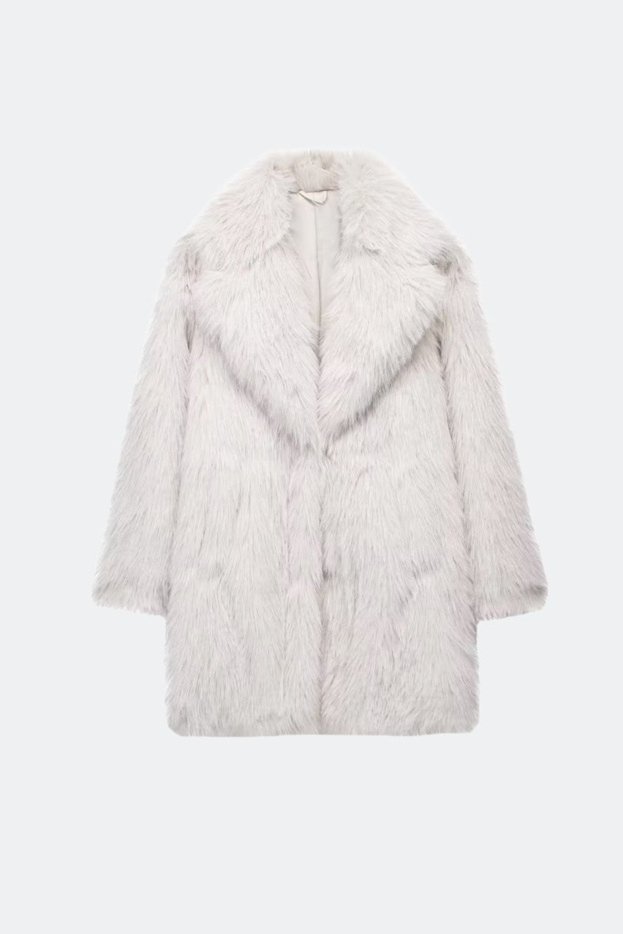 White faux fur coat women, front
