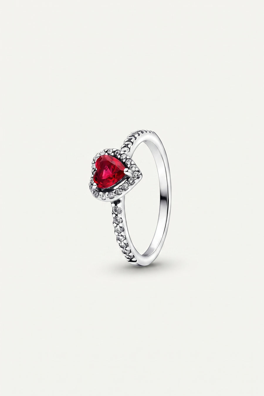 Silver Plated Ring Red Heart Halo