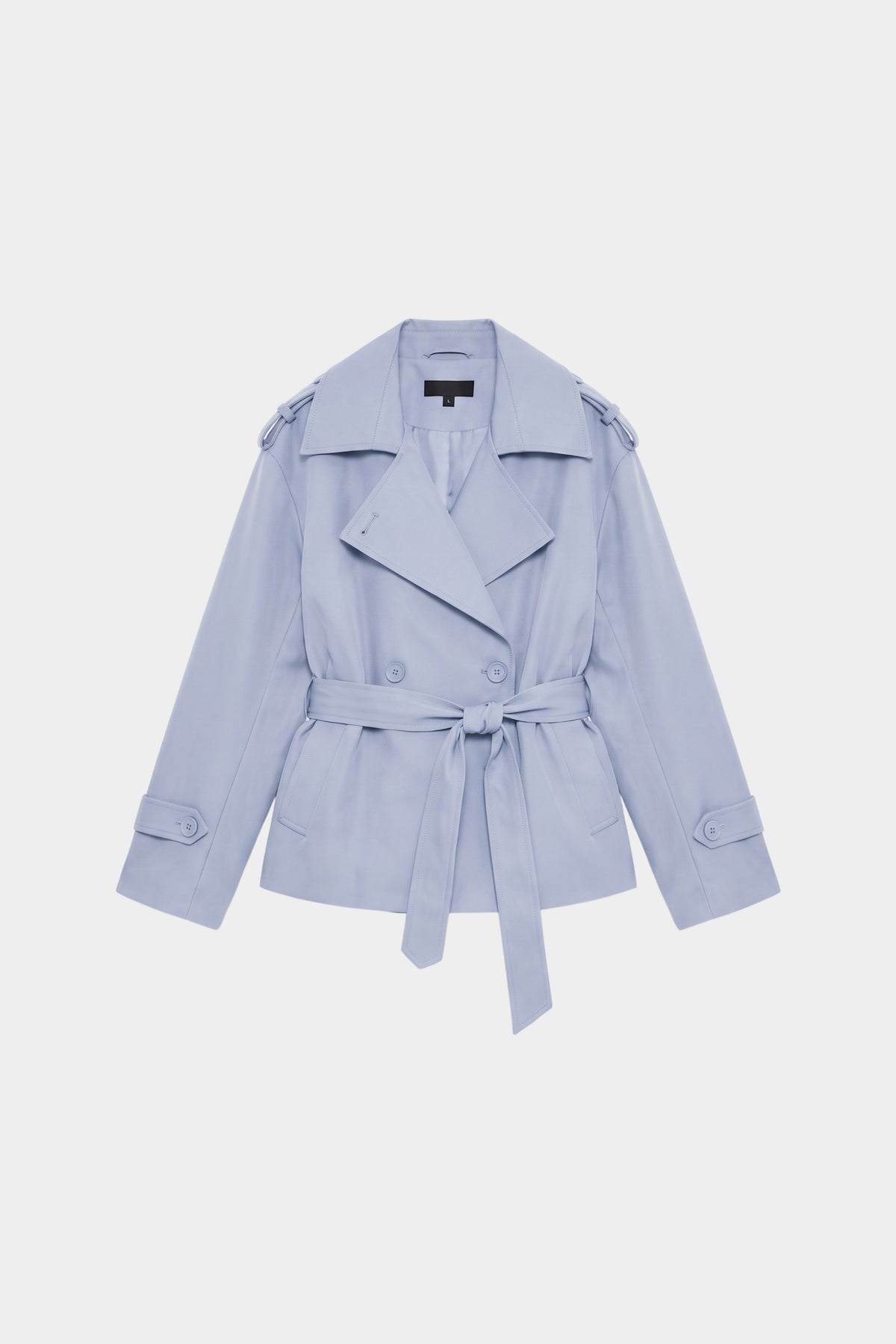 Lilac wrap trench jacket women, front