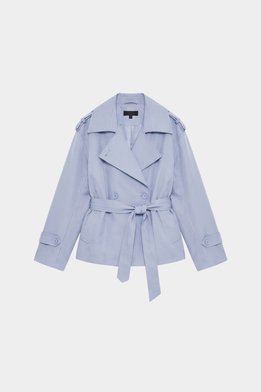 Lilac wrap trench jacket women, front
