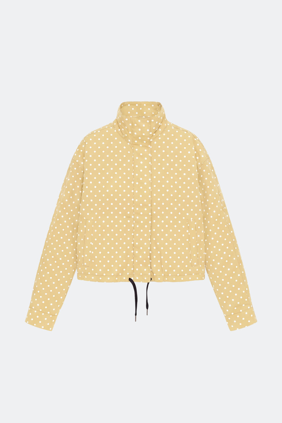 Yellow puffer jacket polka dot women, front