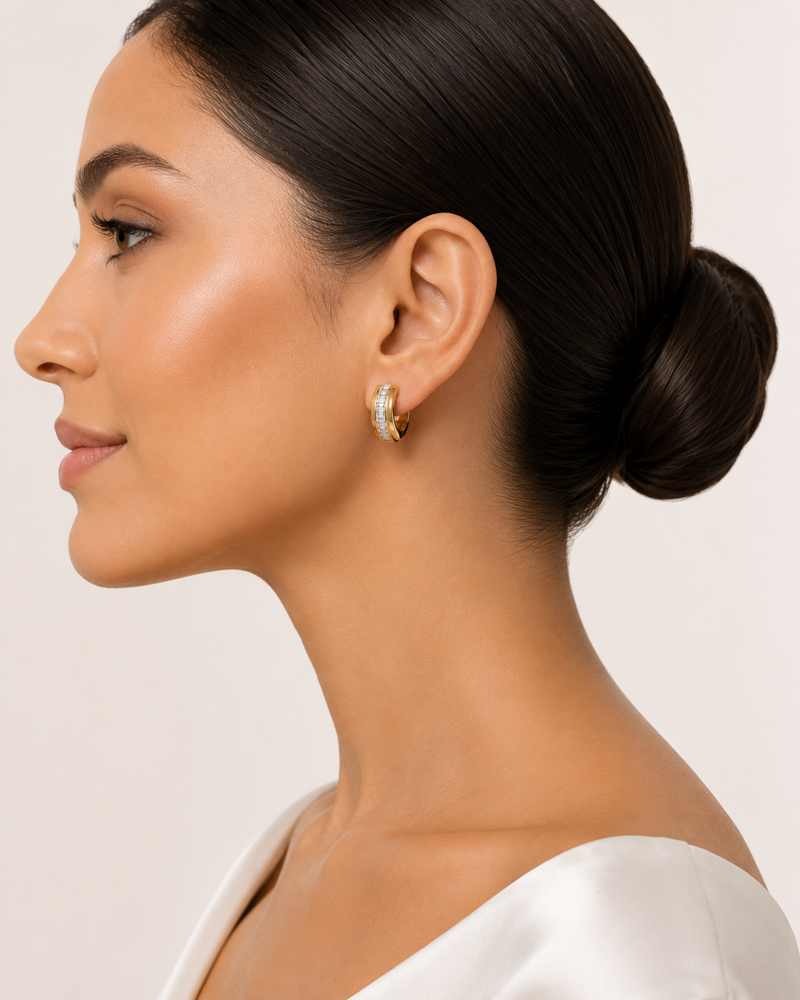 Gold Crystal Hoop Earrings