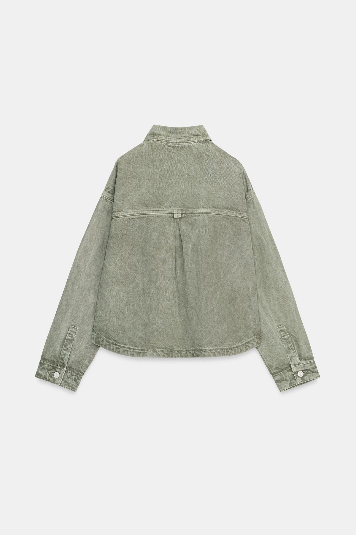 Green denim jacket oversized washed women, back