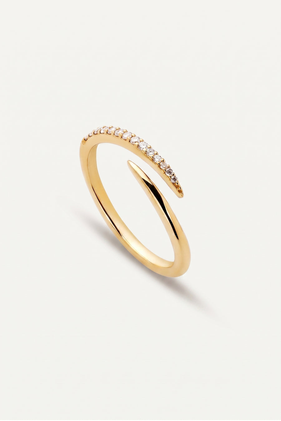 Gold Plated Ring Open Wrap Pave