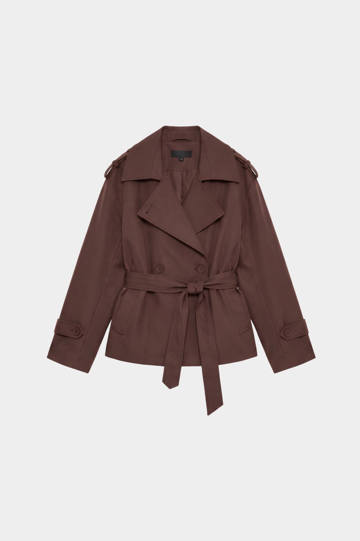 Brown wrap trench jacket women, front