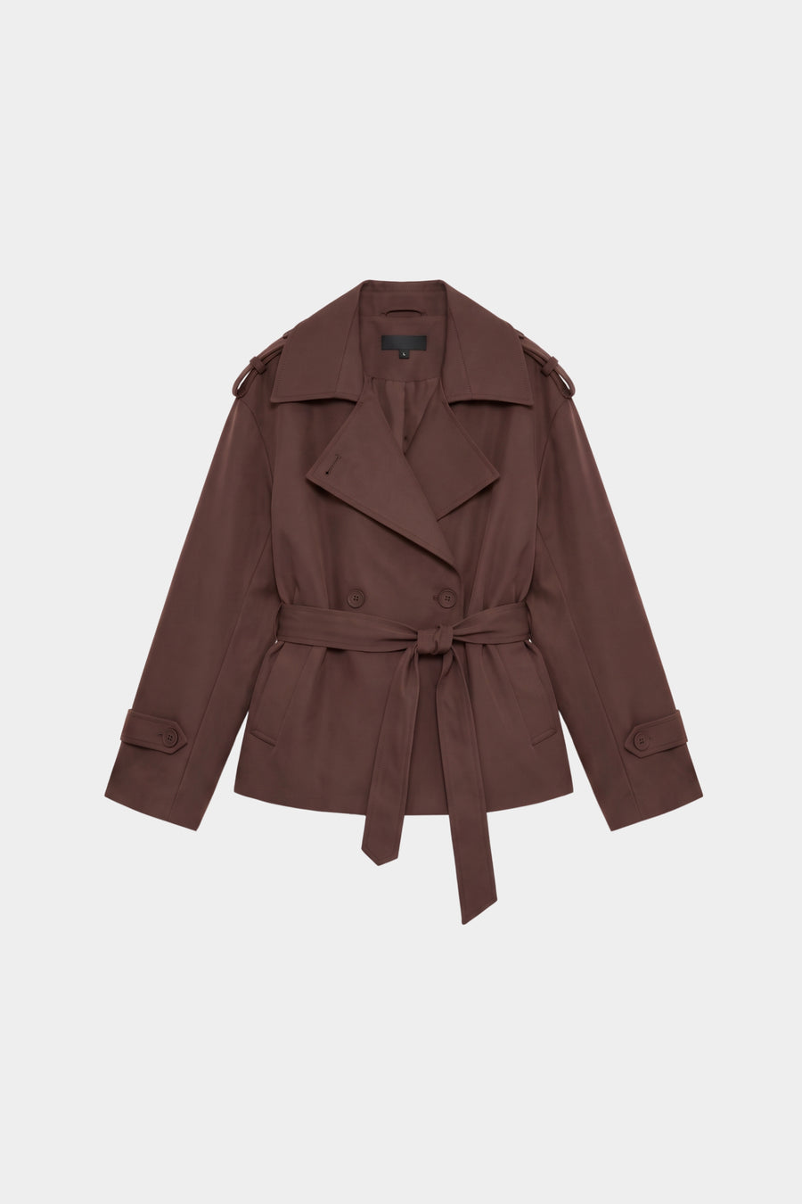 Brown wrap trench jacket women, front
