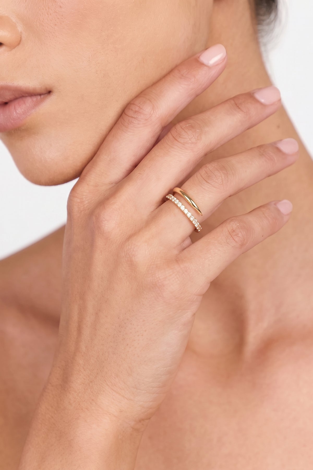Gold Plated Ring Open Wrap Pave
