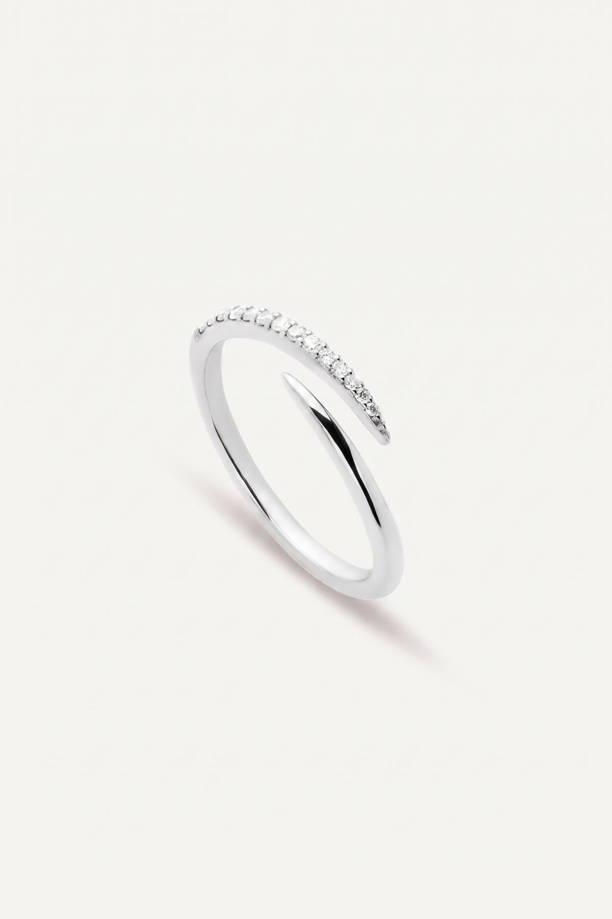 Silver Plated Ring Open Wrap Pave