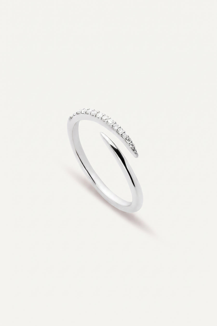 Silver Plated Ring Open Wrap Pave