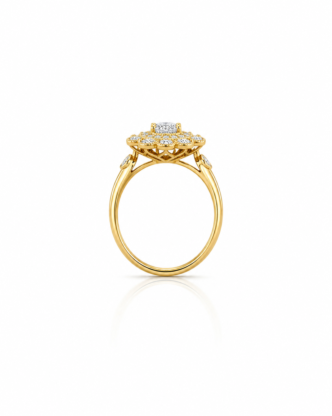 Gold Floral Crystal Ring