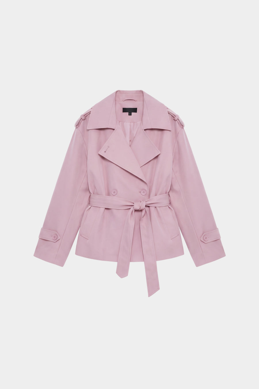 Pink wrap trench jacket women, front