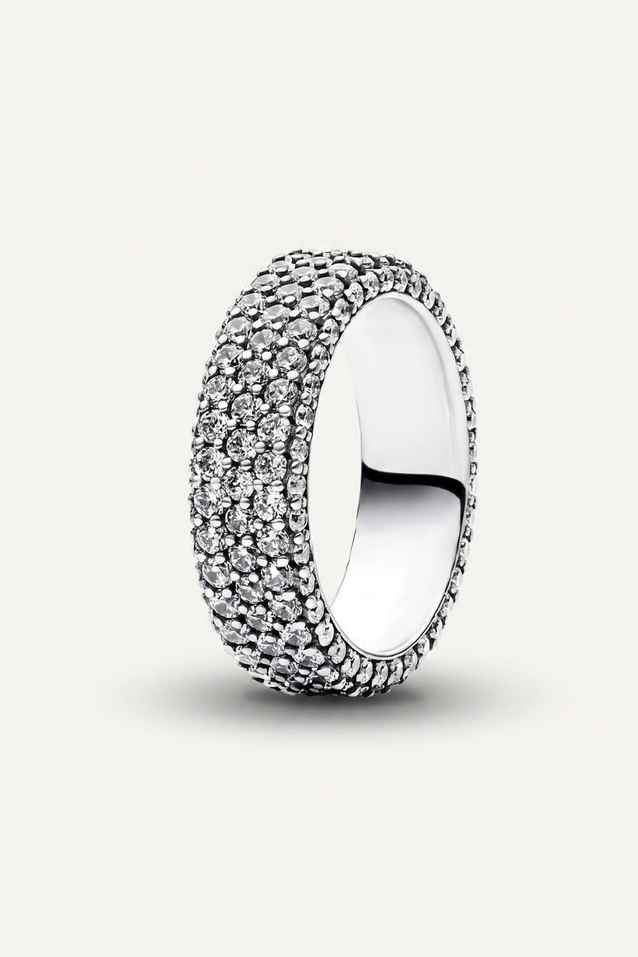 Silver Plated Ring Wide Pave Crystal