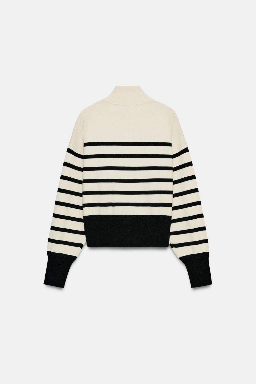 Cream striped jumper half zip cropped women, back