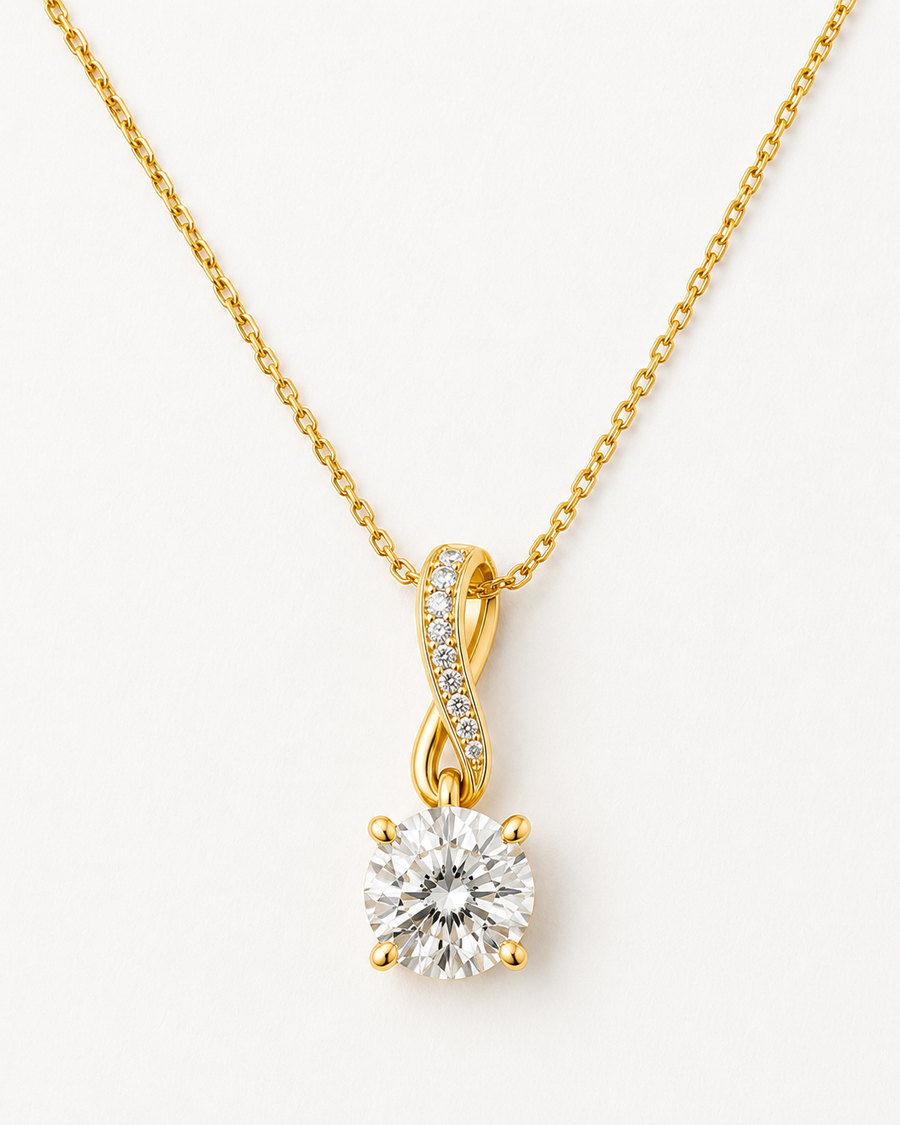Gold Infinity Crystal Pendant Necklace