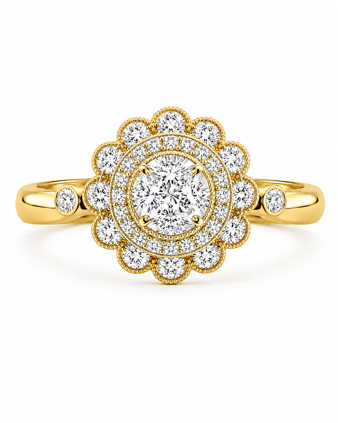 Gold Floral Crystal Ring