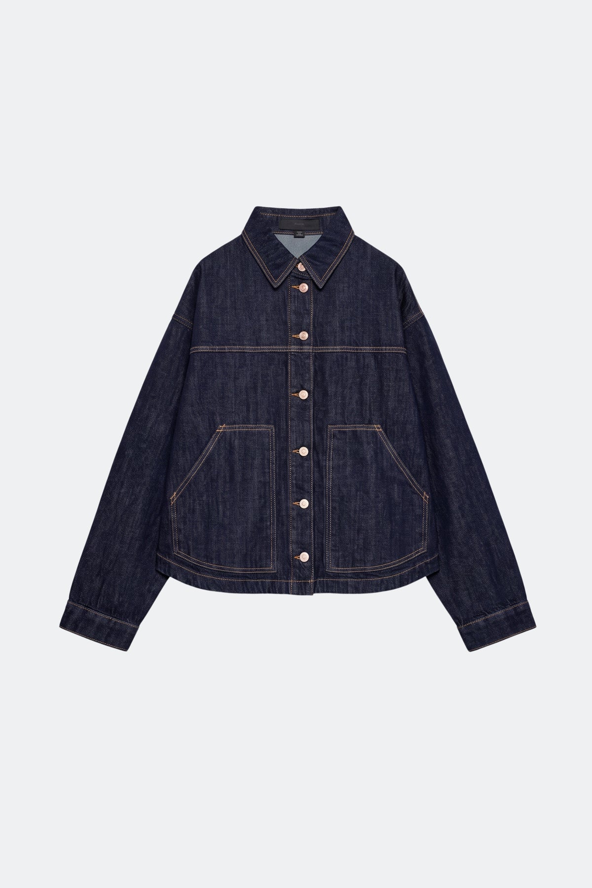 Dark blue denim jacket oversized women, front
