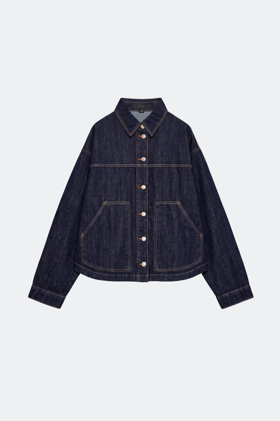 Dark blue denim jacket oversized women, front