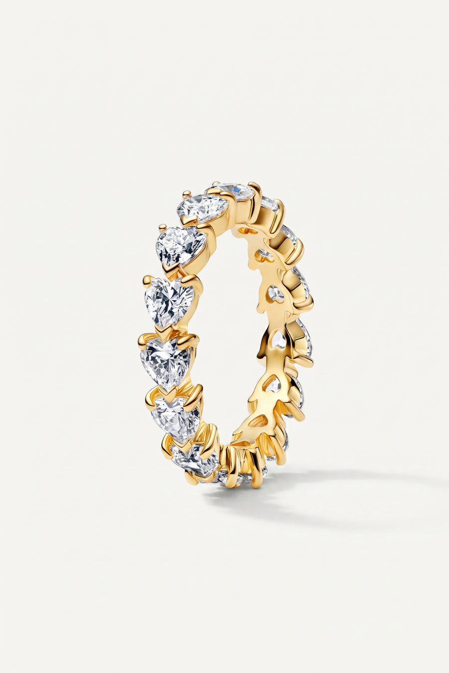 Gold Plated Ring Heart Cut Eternity
