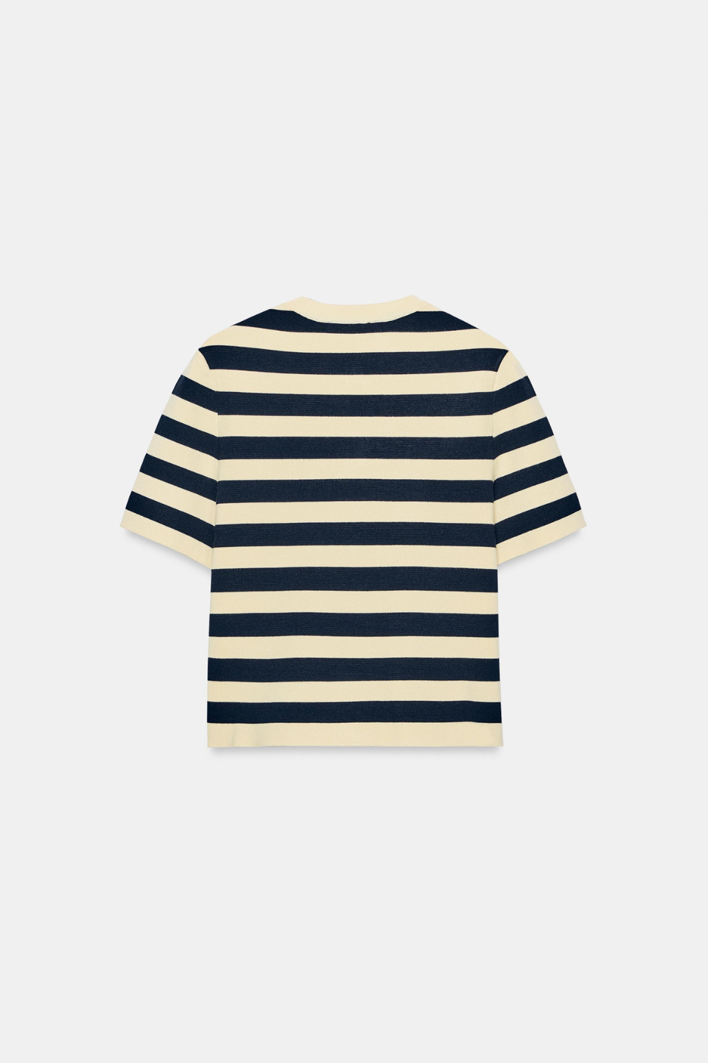 Navy striped cardigan short sleeve cropped women, back