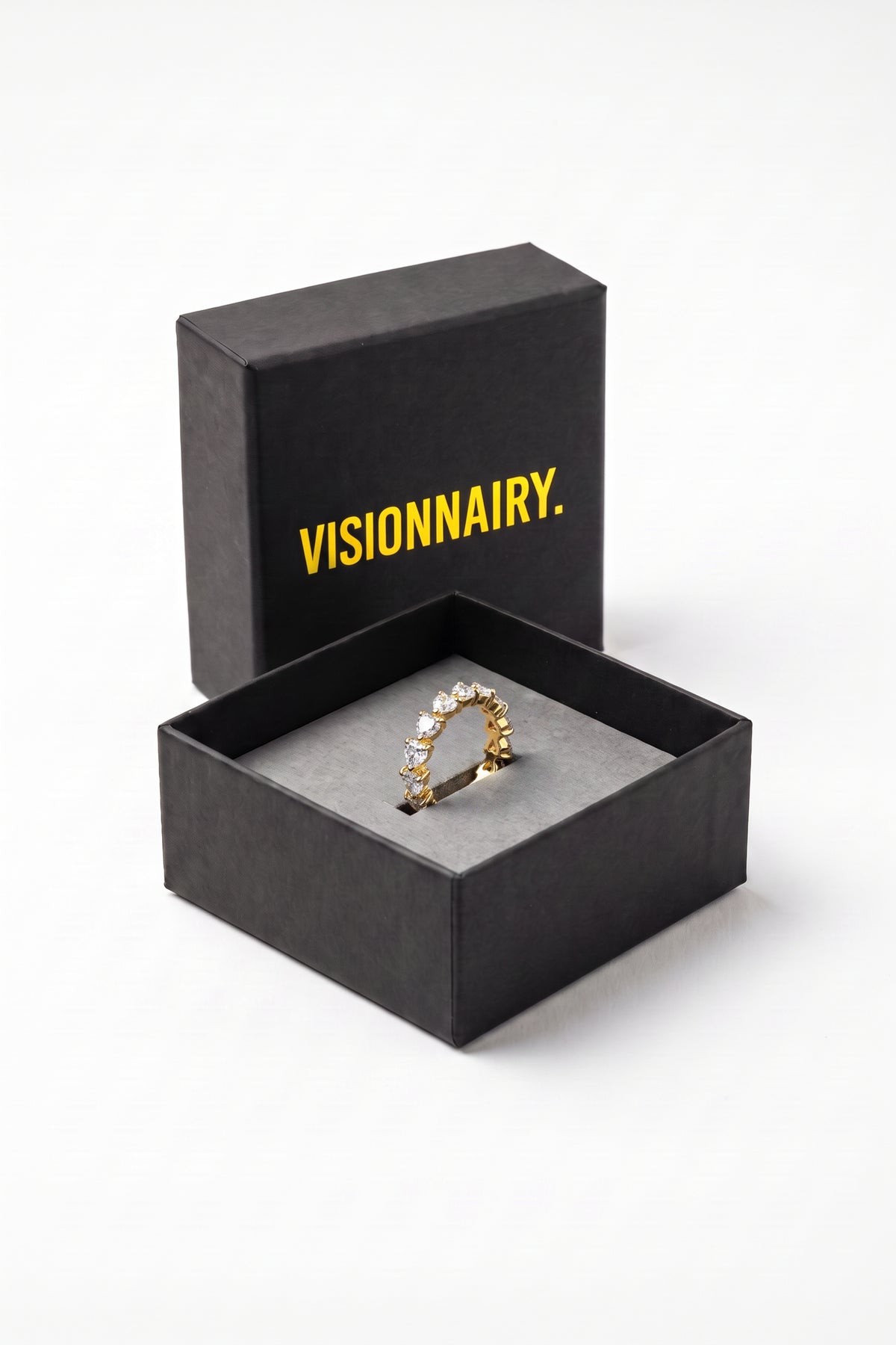 Gold Plated Ring Heart Cut Eternity