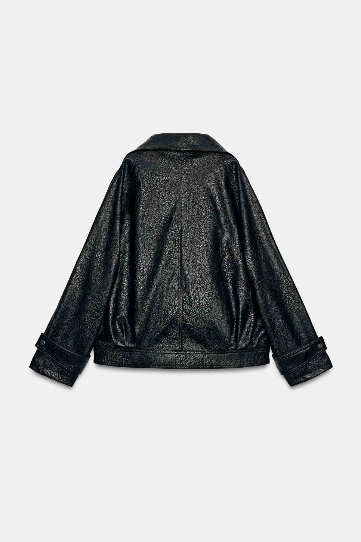 Faux Leather Jacket Black Oversized Moto, back
