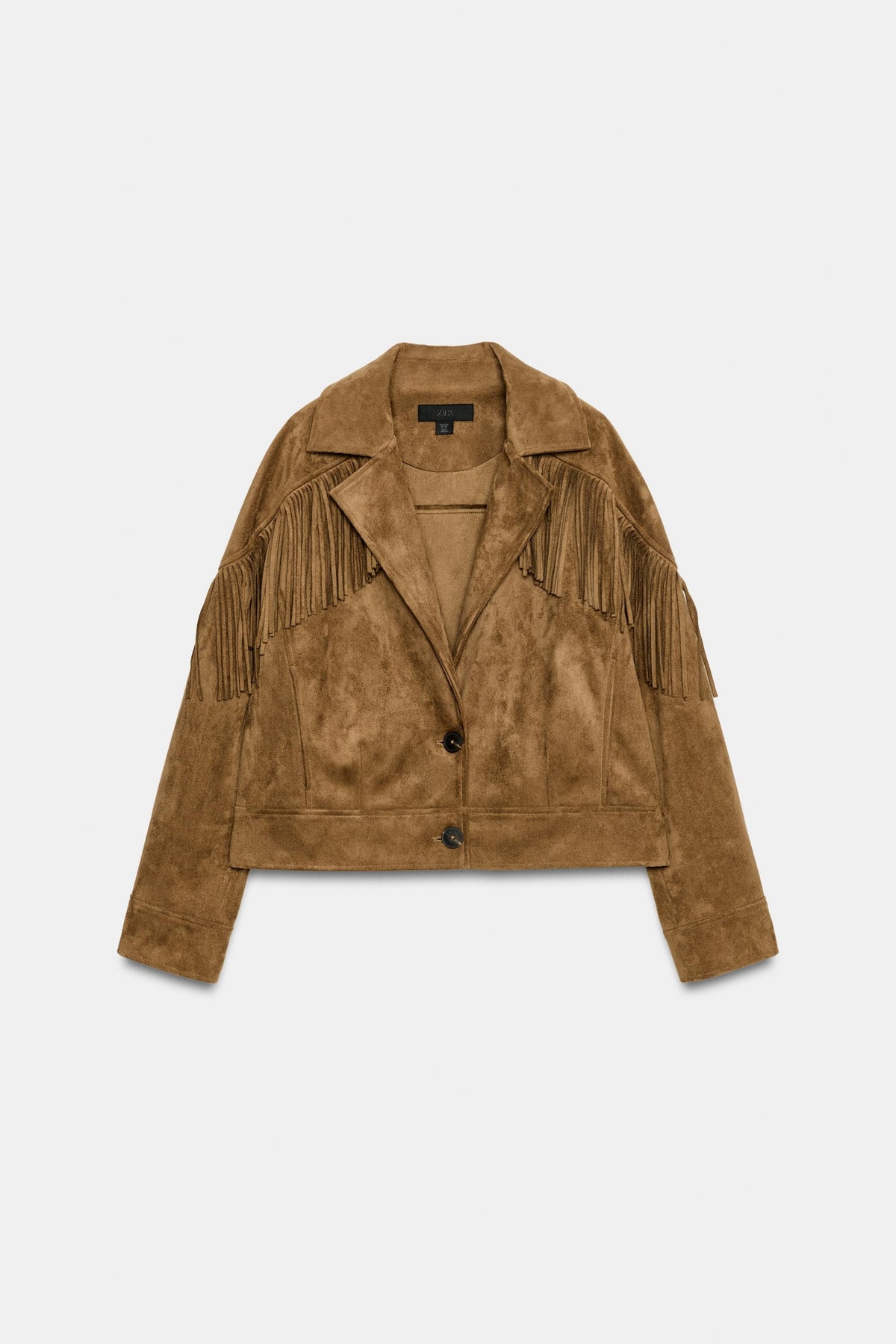 Faux Suede Jacket Tan Fringed Western, front