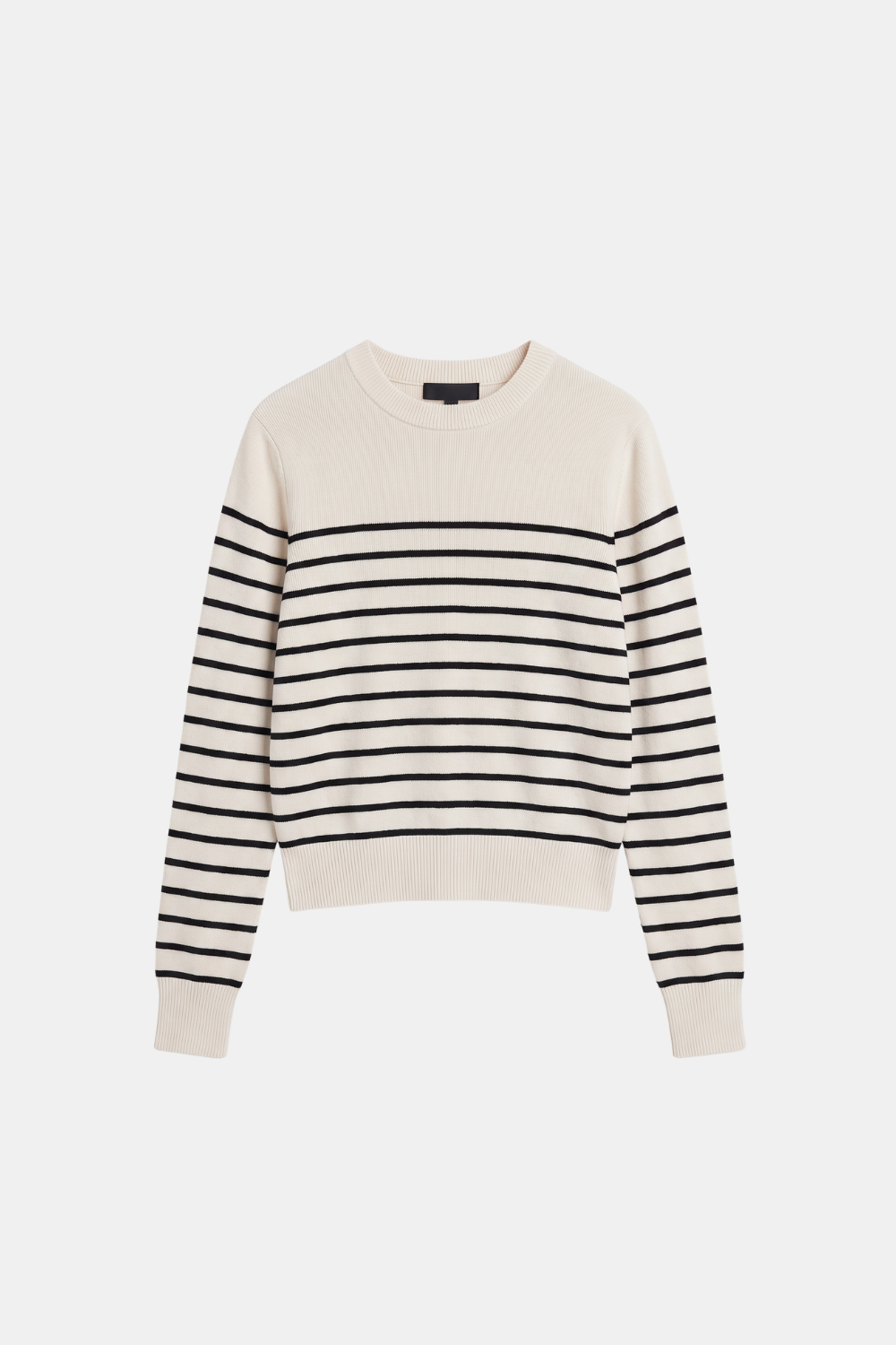 Cream striped jumper breton crew neck women, front