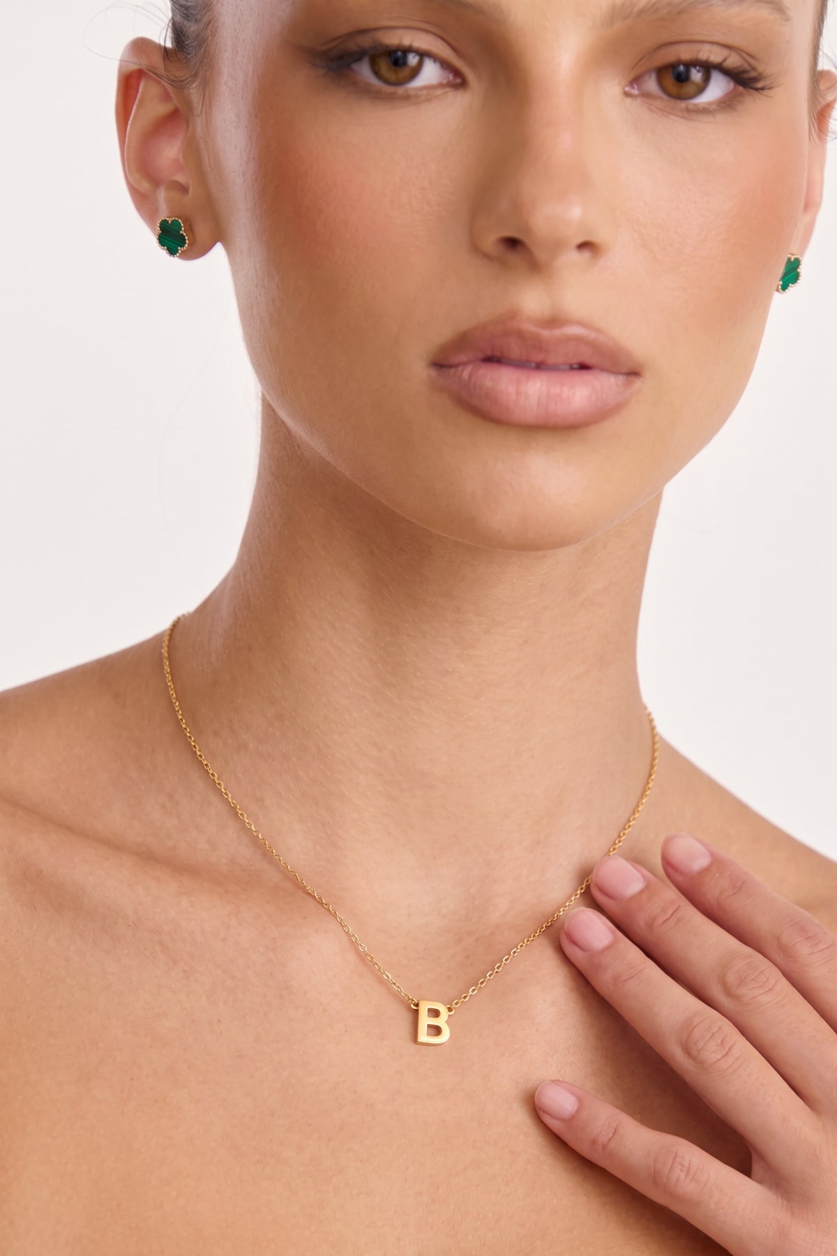 Gold Plated Necklace Initial Letter B