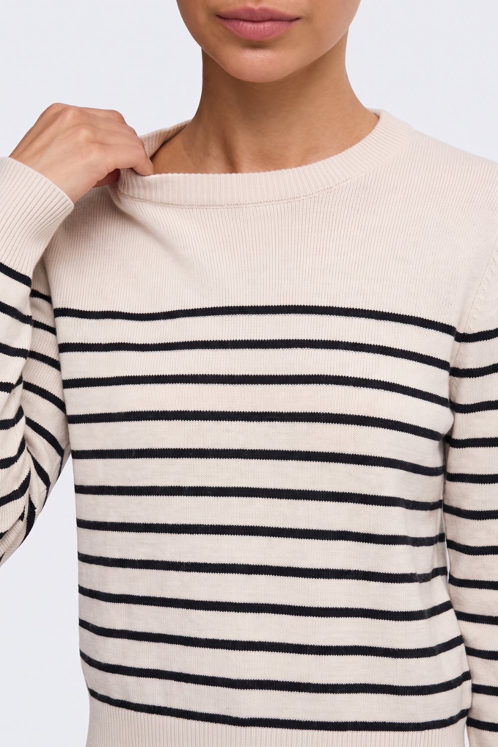 Cream breton striped jumper crew neck and stripe detail