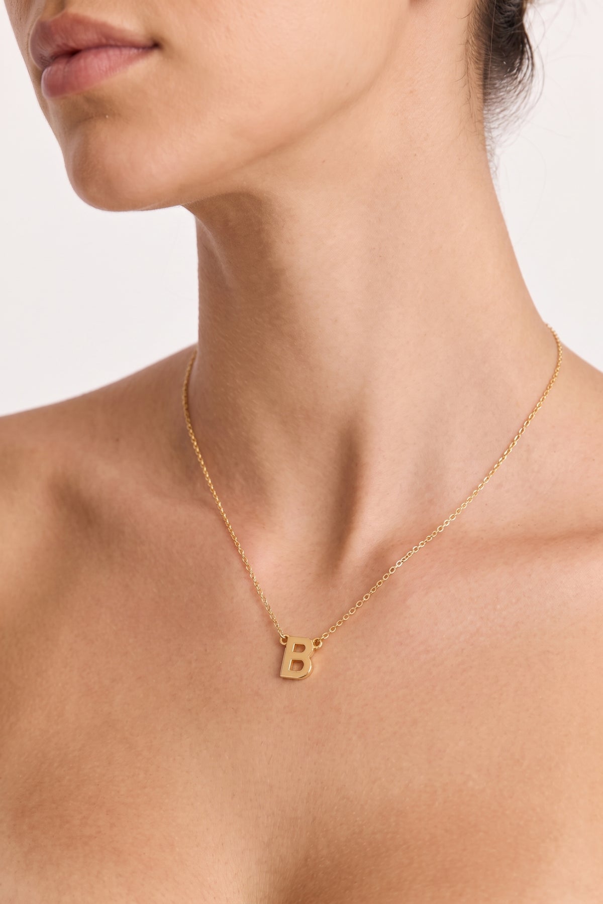 Gold Plated Necklace Initial Letter B