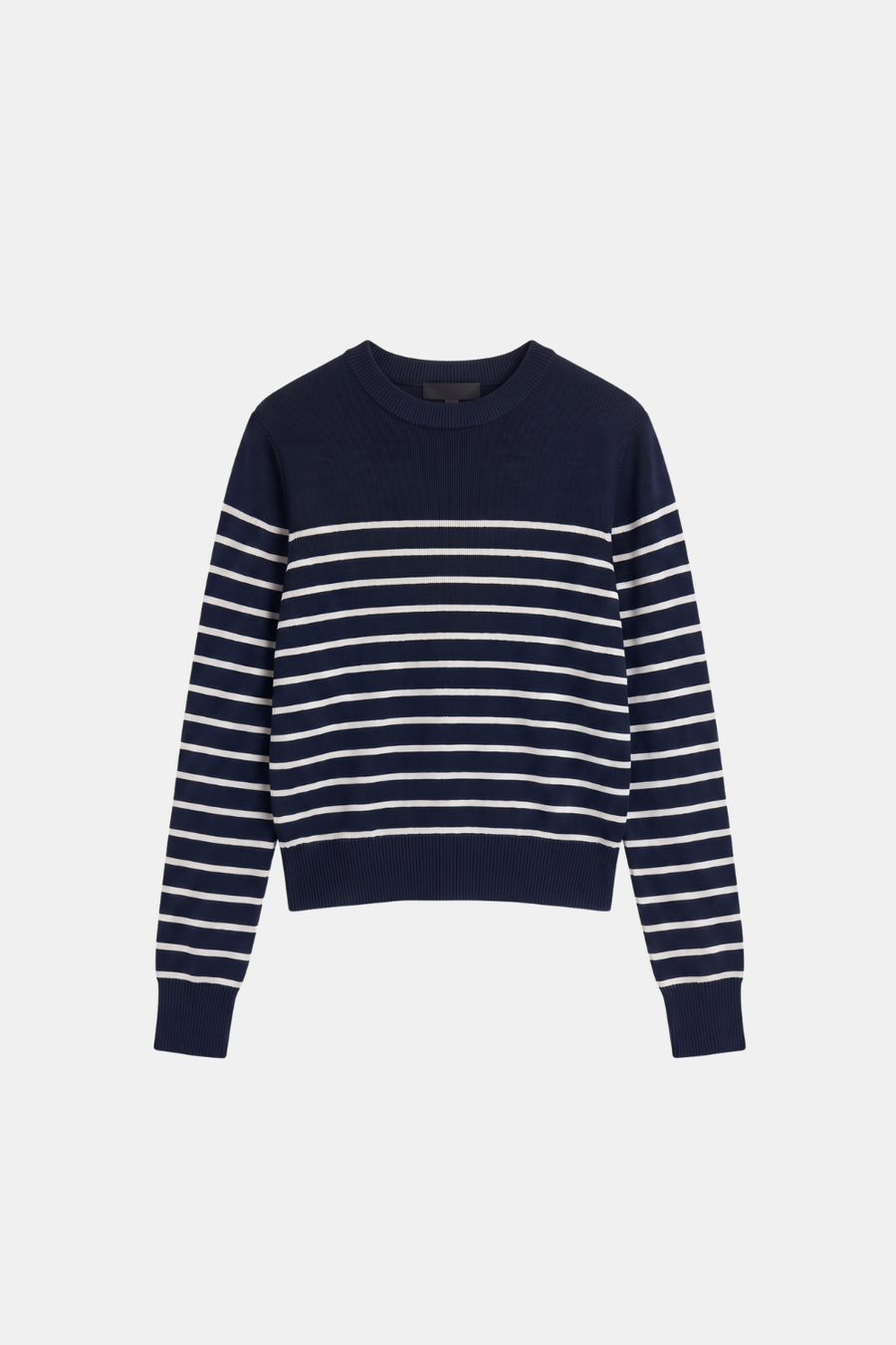 Navy striped jumper breton crew neck women, front